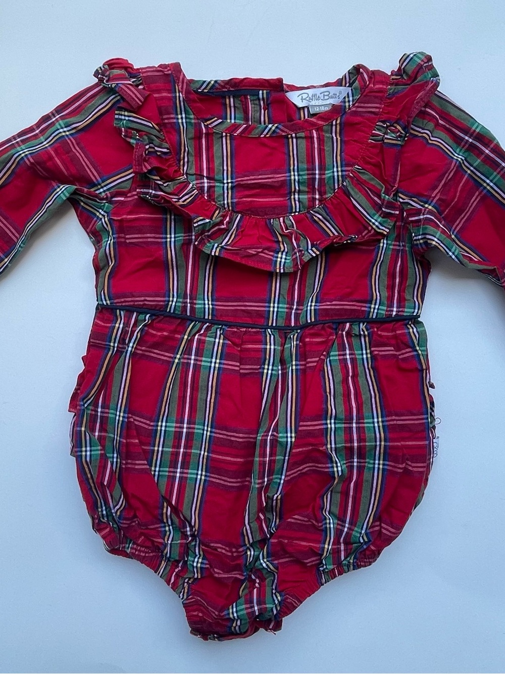 Ruffle Butts Christmas 12-18 Months Red Green Plaid Ruffle Romper — Baby Girl
